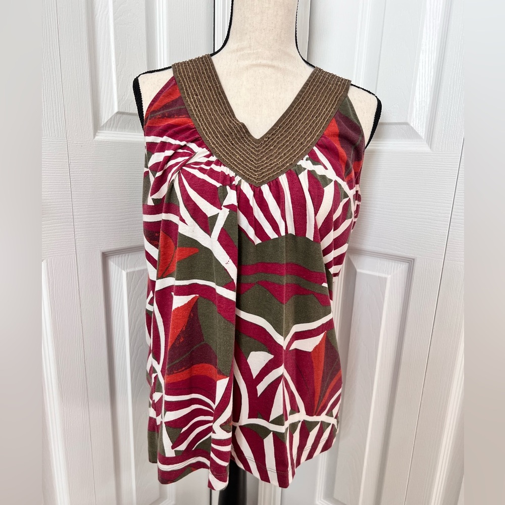 Calvin Klein Geometric Style Tunic Embellished V-Neck